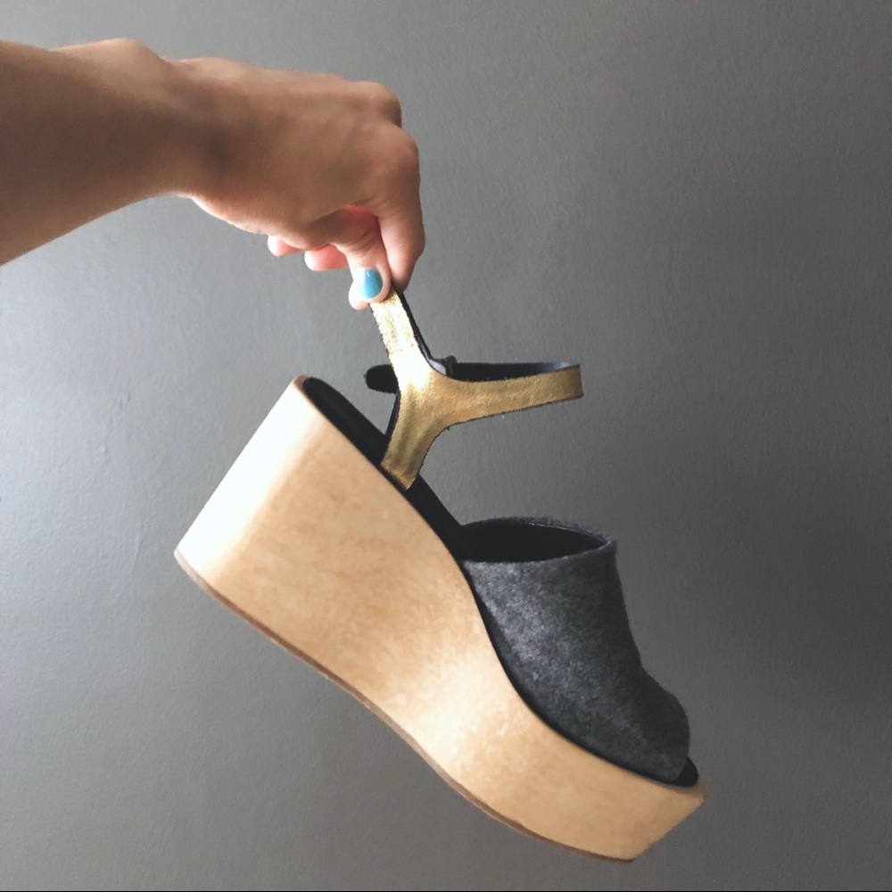 shoes • rachel comey wood clog platform heel gray